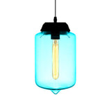 Teardrop Pendant Light - Modern Style Glass 1-Light Red/Brown/Blue Hanging Design Sky Blue