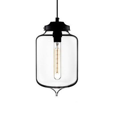 Teardrop Pendant Light - Modern Style Glass 1-Light Red/Brown/Blue Hanging Design Clear