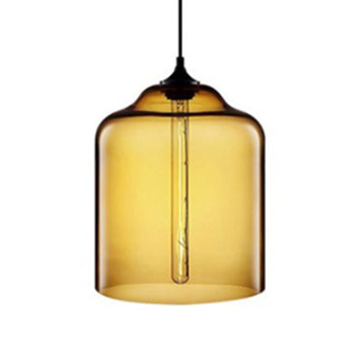 Contemporary Glass Jug Suspension Light - 1 Red/Brown/Blue Hanging Ceiling Lamp Amber