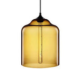 Contemporary Glass Jug Suspension Light - 1 Red/Brown/Blue Hanging Ceiling Lamp Amber