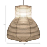 Retro Fabric Lantern Ceiling Pendant - 1-Light White Lamp Kit In 3 Sizes