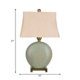 Vintage Style Flared Desk Light - Green Fabric Nightstand Lamp For Bedside