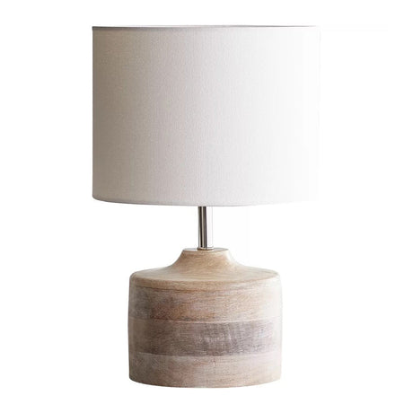 Vintage White Drum Shade Bedside Lamp - Retro Style With Fabric And 1-Bulb For Reading