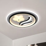 Modern Flower-Inspired Black Acrylic Led Flush Mount Light For Bedroom (Customizable In 15 Days)