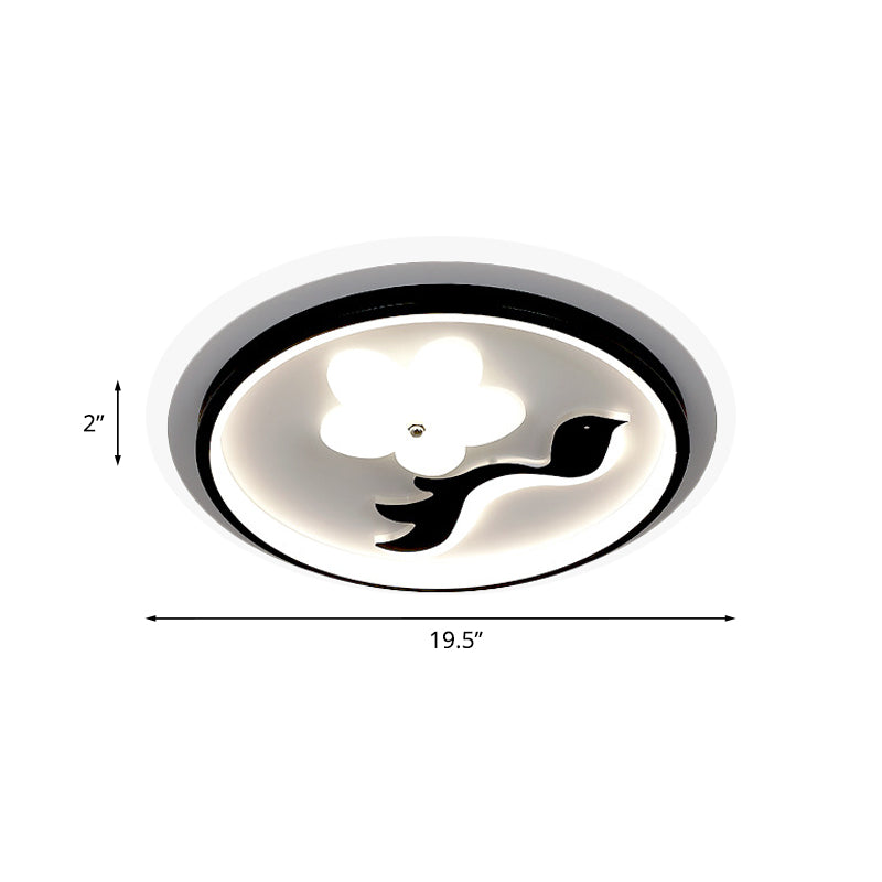 Modern Flower-Inspired Black Acrylic Led Flush Mount Light For Bedroom (Customizable In 15 Days)