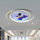 Modern White Flush Light Fixture: Led Acrylic Flushmount Lamp With Elegant Patterns - Flower Deer