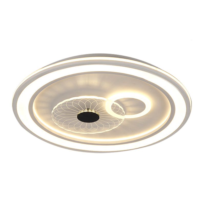Contemporary White Led Flushmount For Bedroom With Acrylic Shade