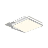 Minimal Led Flushmount Lamp - White/Black Square Metallic Finish 16.5/20.5 Wide Warm Light