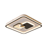 Led Bedroom Ceiling Mounted Fixture - Modern Black Flush Light With Square Acrylic Shade White/Warm