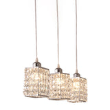 Modern Cuboid Crystal Pendant Light With 3 Chrome Heads - Kitchen Suspension Beveled Cut