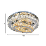 Contemporary Crystal Stainless Steel Led Semi Flush Mount Bedroom Ceiling Lamp With Tiered Hoops