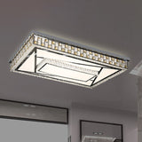 Contemporary Crystal Led Flushmount Ceiling Light In Chrome With Check Side