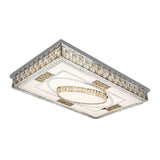 Modern Rectangular Led Ceiling Flush Light With Remote - Crystal Chrome Mounted Lamp