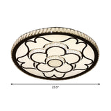 Modern Led Floral Ceiling Light With Stainless Steel Crystal Insert - Flush Mount
