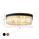 Modern Crystal Drum Ceiling Lamp With 5 Orange/Black Bulbs