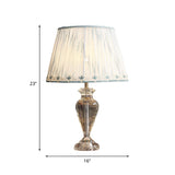 Minimalist Clear Crystal Urn Nightstand Lamp With Pleated Fabric Shade