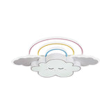 Kids Room Cloud And Rainbow Led Ceiling Lamp In White/Pink