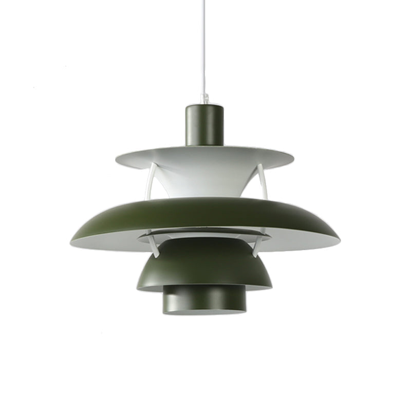 Macaron Style 3-Layer Pendant Light With Flared Shade - Aluminum 1 Black/Gray