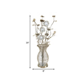 Metallic Urn-Style Swing Arm Led Nightstand Lamp With Flower Design - Silver