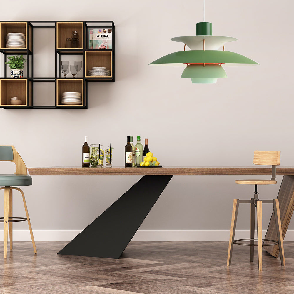 Macaron Style 3-Layer Pendant Light With Flared Shade - Aluminum 1 Black/Gray Green / 12