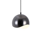 Modern Black/Chrome Kitchen Pendant Light Fixture With Waveforms Dome Metal Shade Hanging Lamp 8/12