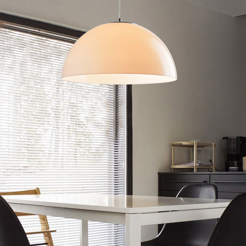 Nordic 1-Light Suspension Pendant With Acrylic Shade - Red/Black/White Dome Ceiling Light White