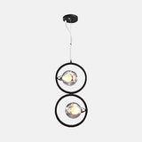 Modern Dimpled Blown Glass Pendant Lights With Led - Black Finish
