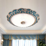 Modern Blue Crystal Led Flush Mount Ceiling Light For Bedroom 12/16/19.5 Wide / 12