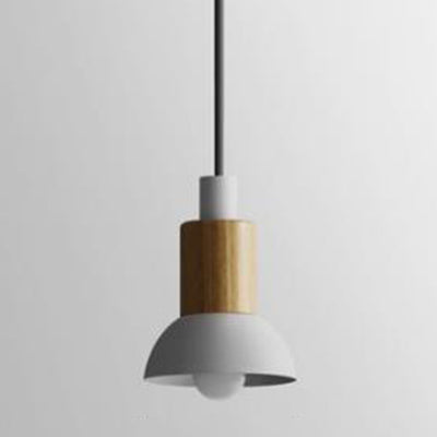 Modern Metal Pendant Light With White/Yellow/Green Dome/Cone/Barrel Shade White / Bowl