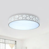 12’/16’/19.5’ Carved Flower Flush Light Led Ceiling Lamp - Modern Metallic Design With