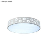 12’/16’/19.5’ Carved Flower Flush Light Led Ceiling Lamp - Modern Metallic Design With Warm/White