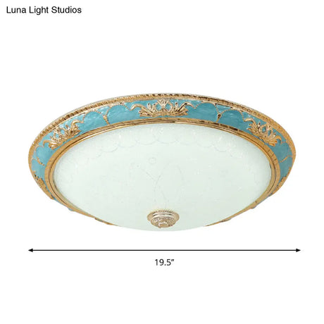 12’/16’/19.5’ Led Ceiling Mounted Light With Veined Glass Dome Shade - Farmhouse Balcony
