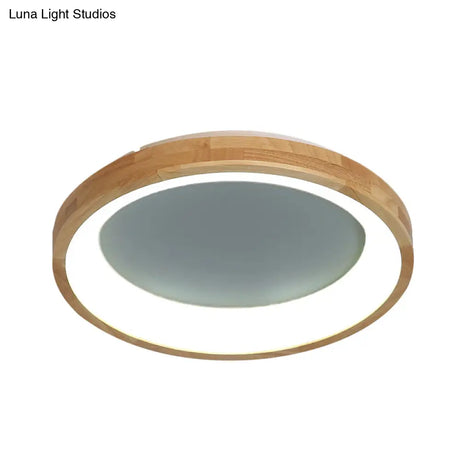 12’/16’/19.5’ Nordic Wood & Acrylic Circular Led Flush - Mount Light - Unique Hallway Ceiling