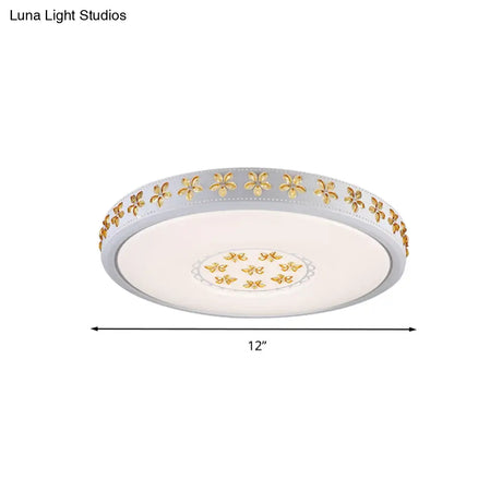 12’/16.5’/20.5’ White Flower Flush Mount Acrylic Led Living Room Light In White/3 Color