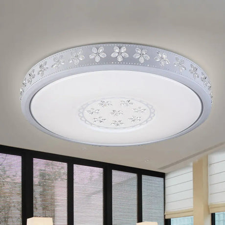 12’/16.5’/20.5’ White Flower Flush Mount Acrylic Led Living Room Light In White/3 Color