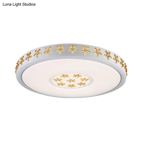 12’/16.5’/20.5’ White Flower Flush Mount Acrylic Led Living Room Light In White/3 Color