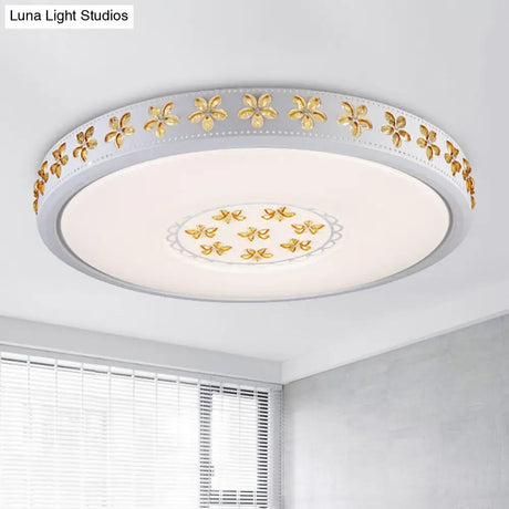 12’/16.5’/20.5’ White Flower Flush Mount Acrylic Led Living Room Light In White/3 Color