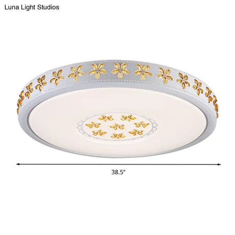 12’/16.5’/20.5’ White Flower Flush Mount Acrylic Led Living Room Light In White/3 Color