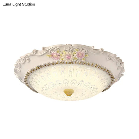 12’/16’ Country Style Led Sunflower/Rose Flush Light With Seeded Glass Shade