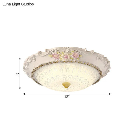 12’/16’ Country Style Led Sunflower/Rose Flush Light With Seeded Glass Shade