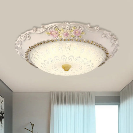 12’/16’ Country Style Led Sunflower/Rose Flush Light With Seeded Glass Shade White / 12’ B