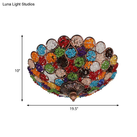 12’/19.5’ Flush Mount Metallic Ceiling Light With Acrylic Design - Brass Finish For Living Room