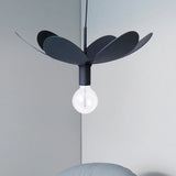 12’/19.5’ Wide Minimal Ceiling Pendant Light With Metal Flower Shade - 1-Light Black/White