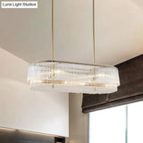 12-Light Brass Crystal Rod Island Chandelier For Modern Dining Room