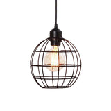 Retro Style Globe Ceiling Lamp - Metal Hanging Light Fixture In Black/Copper