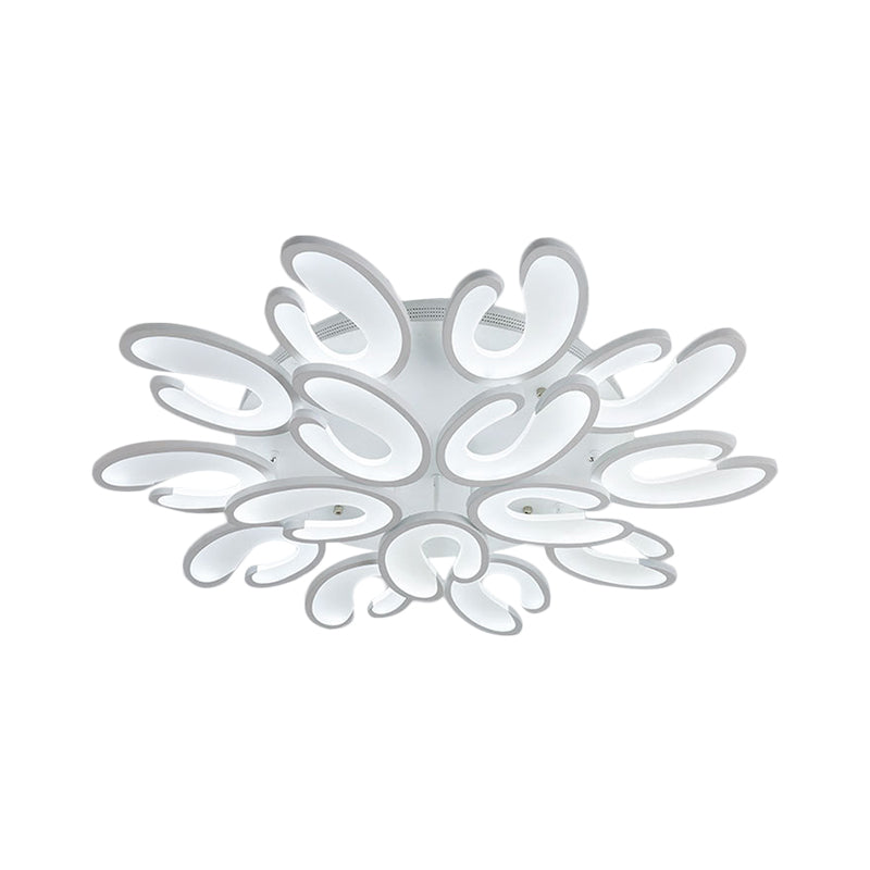 Modern 4/6/9-Head U-Shaped Acrylic Shade Flush Mount Ceiling Light In White Warm/White/Natural