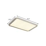Simple Metal Integrated Led Flush Mount Ceiling Light Fixture - White Rectangular Design For Living