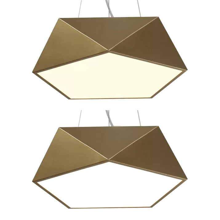Modern Pentagon Pendant Light With Led - 16.5/20.5/24.5 Wide White/Black/Yellow Ceiling Lamp Acrylic