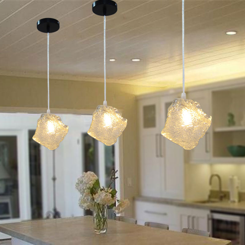 Contemporary Clear Glass Pendant Light With Led Available In 5/6/8 Lights Round/Linear Canopy