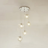 Contemporary Clear Glass Pendant Light With Led Available In 5/6/8 Lights Round/Linear Canopy 5 /
